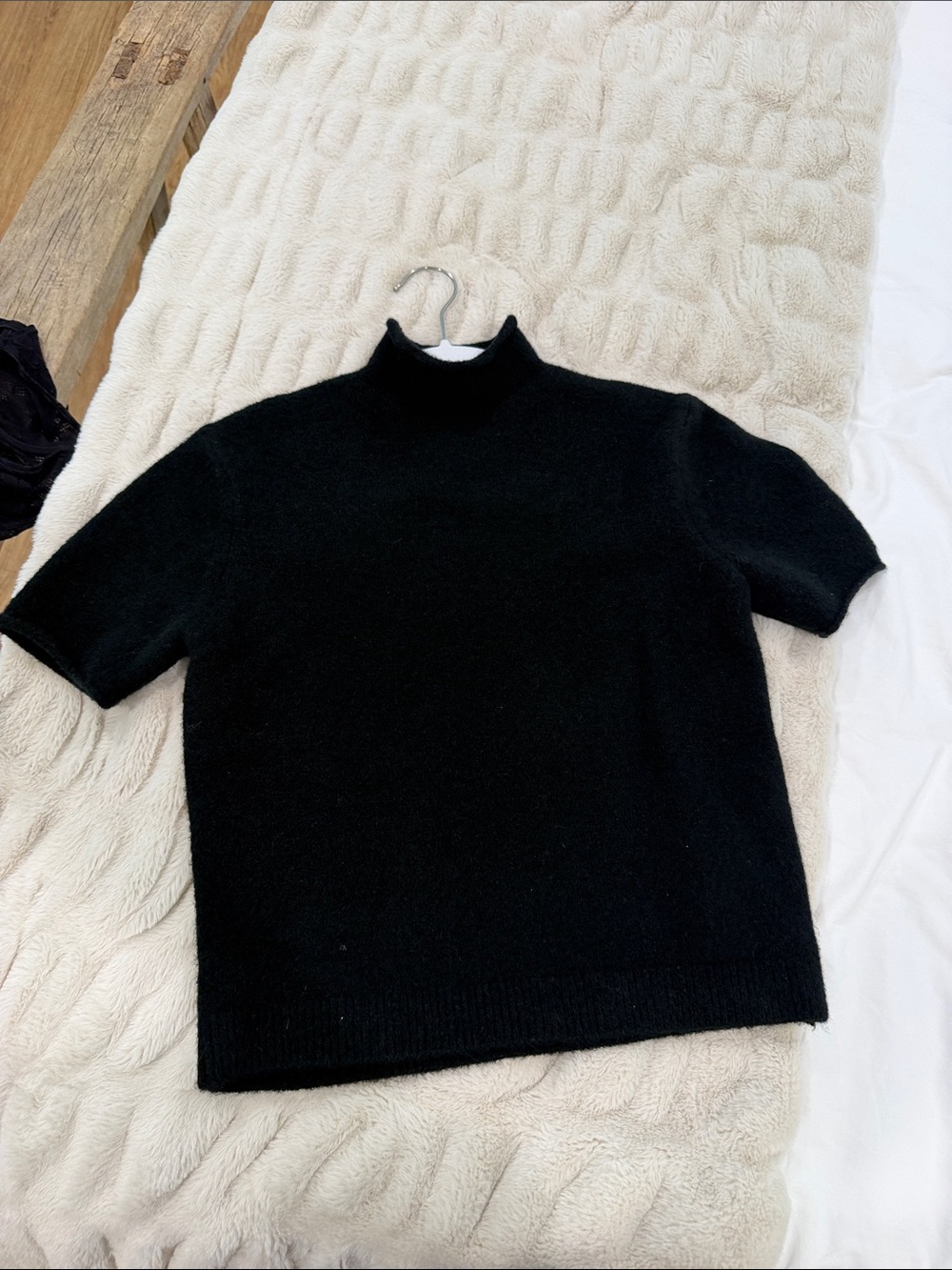 Zara Black Short-Sleeve Turtleneck Sweater
